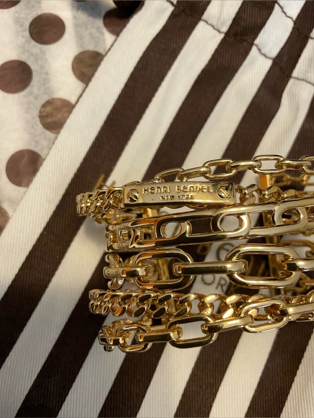 Henri Bendel Multi-Strand Chain Layered Cuff Bracelet Plus Dust Bag - Picture 7 of 12